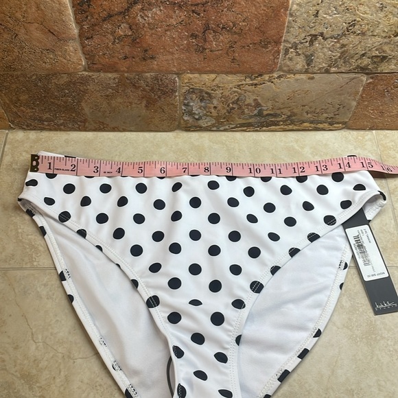 Nicole Miller Bottom Bikini Polka Dot Tankini Swim White Black Size L - Picture 8 of 9